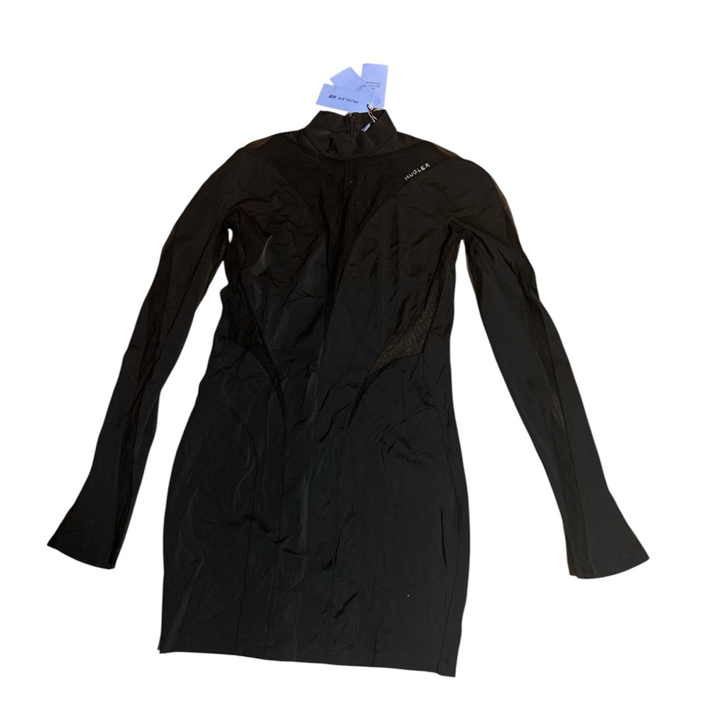 Mugler X H&M black mesh dress size large NWT